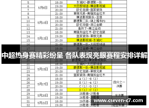 中超热身赛精彩纷呈 各队表现亮眼赛程安排详解
